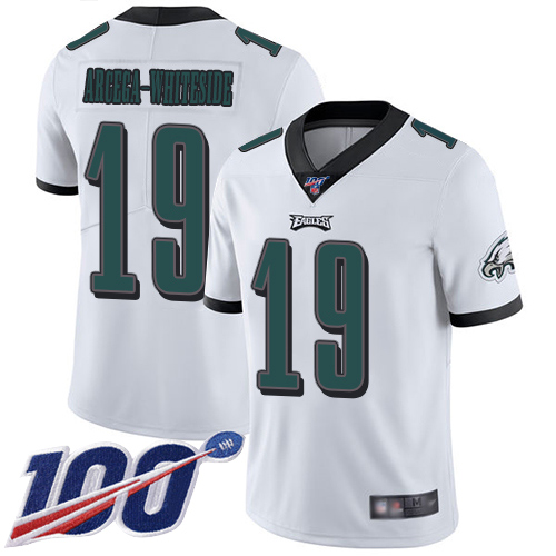 Men Philadelphia Eagles #19 JJ Arcega-Whiteside White Vapor Untouchable NFL Jersey Limited Player 100th->philadelphia eagles->NFL Jersey